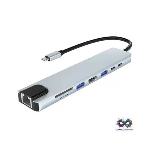 Adaptador Multifuncional USB C - HDTV 8 puertos